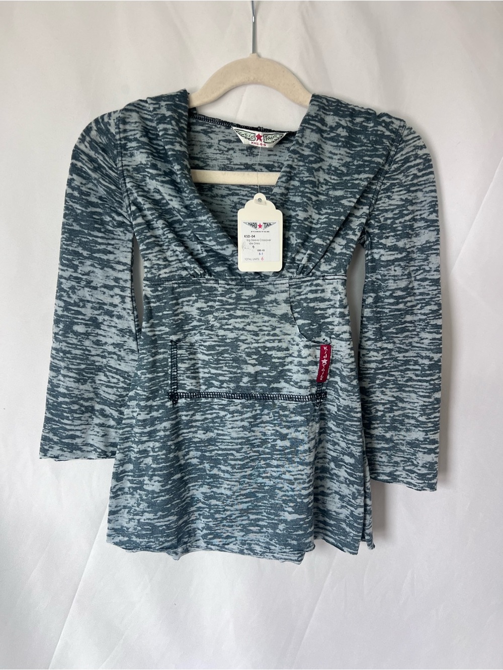 NWT Girls HARD TAIL Heathered Blue Crossover Hoodie Dress